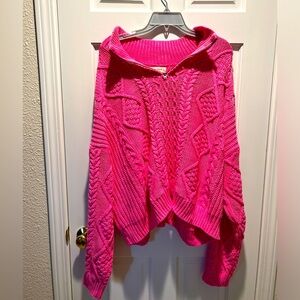 Lucky Brand cable knit quarter zip sweater